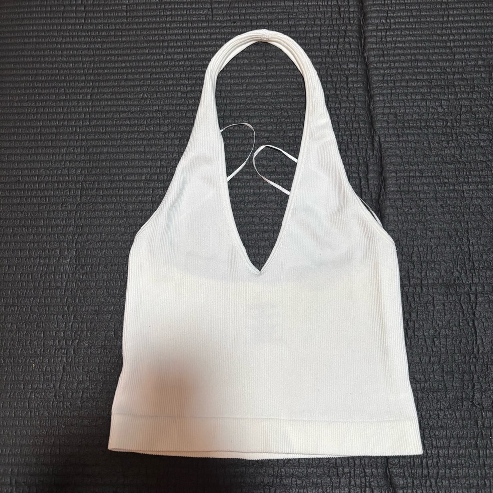 Cropped White Halter Top